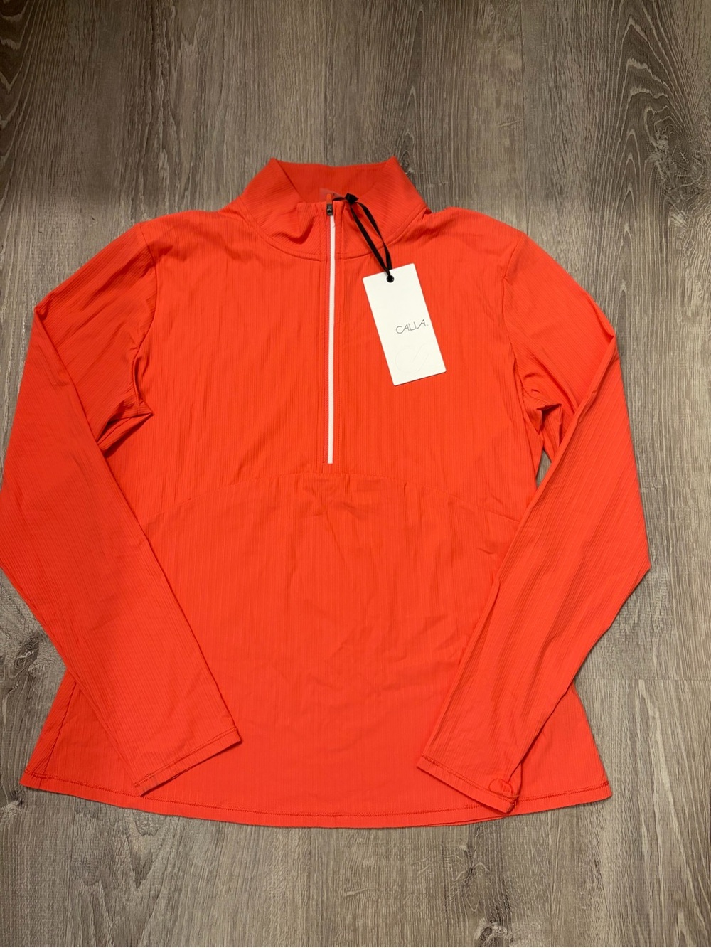Women’s CALIA Golf UV Textures Orange Quarter-Zip Long Sleeve Top- NWT